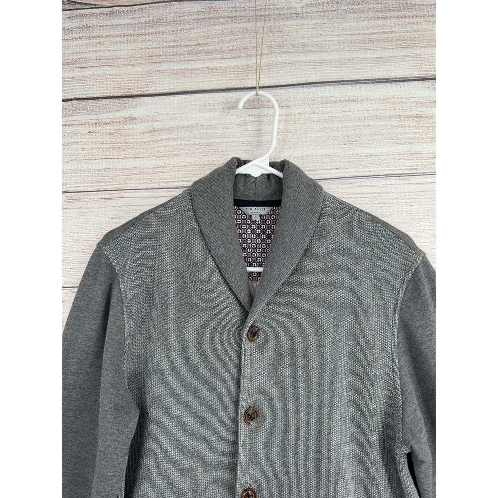 Ted Baker Berden Cardigan Men 3 Grey Shawl Collar Button Knit TA4M GB85 - Picture 9 of 9